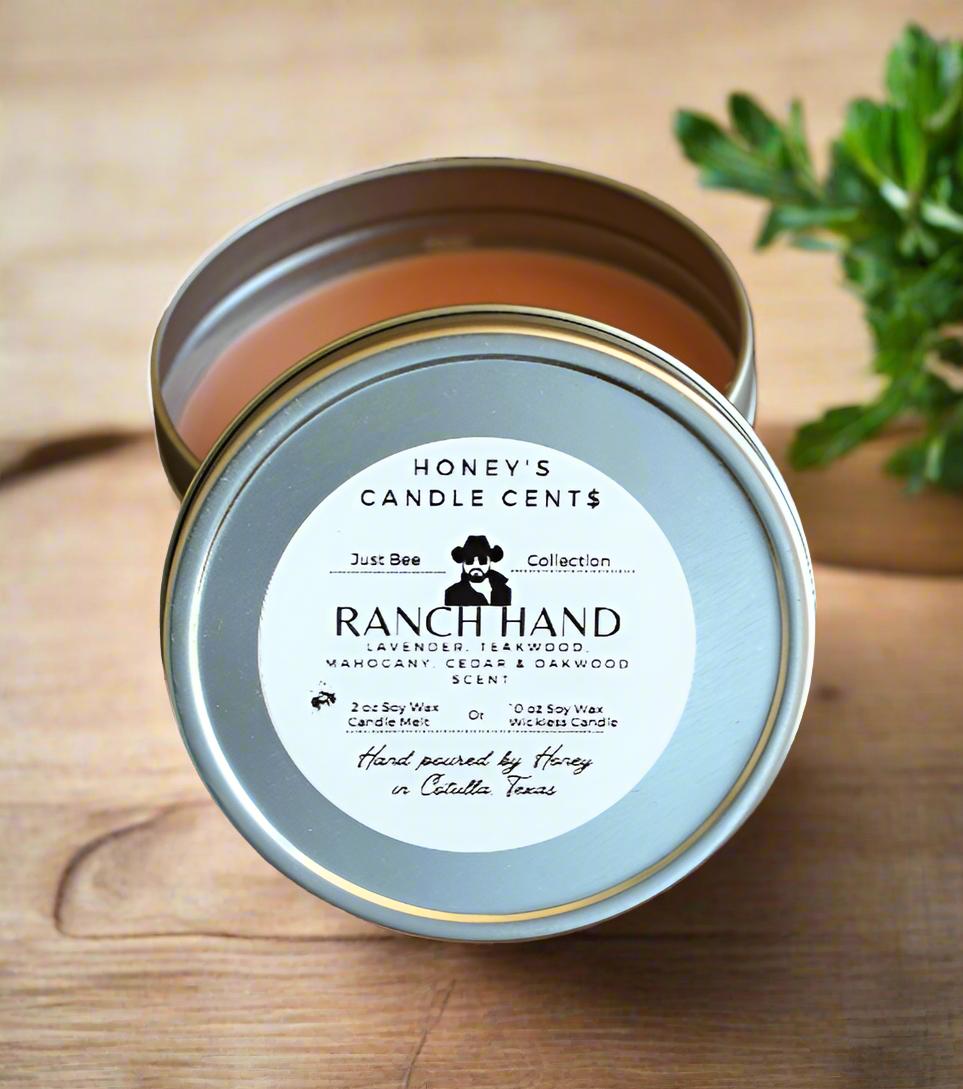 Ranch Hand - Teakwood, Mahogany, Cedarwood & Lavender Scented Wickless Candle