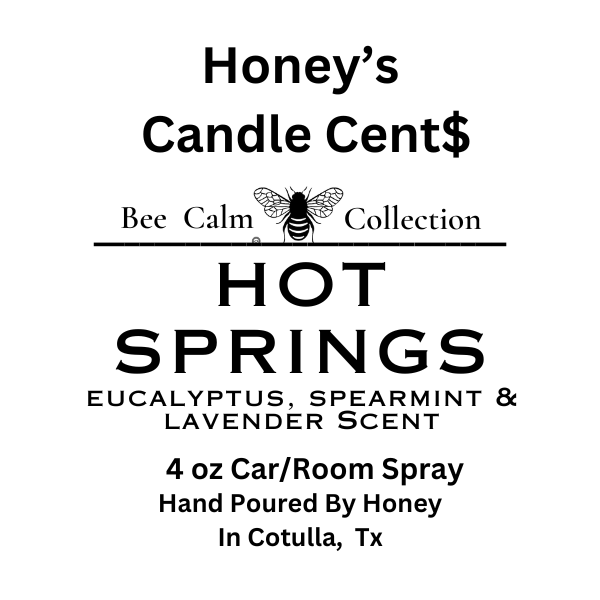 -Car/Room Spray Hot Springs - Eucalyptus, Spearmint & Rain Water