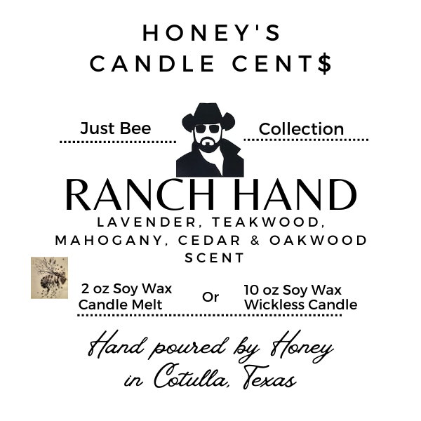 Ranch Hand - Teakwood, Mahogany, Cedarwood & Lavender Scented Wickless Candle
