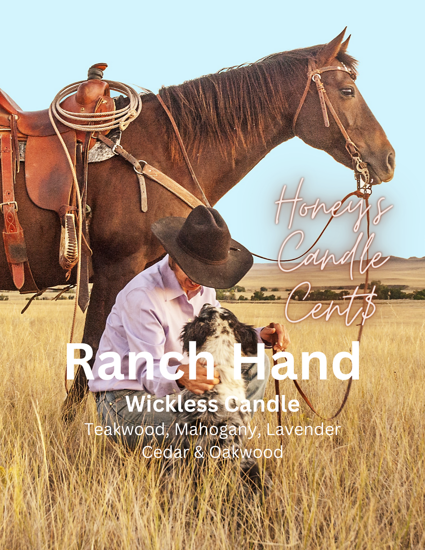 Ranch Hand - Teakwood, Mahogany, Cedarwood & Lavender Scented Wickless Candle