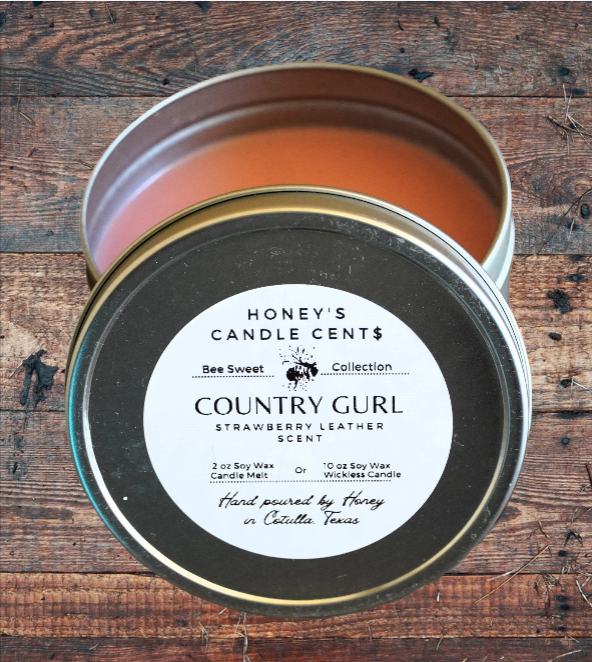 Country Gurl - Strawberry & Leather Scented Wickless Candle