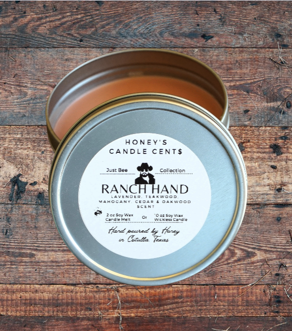 Ranch Hand - Teakwood, Mahogany, Cedarwood & Lavender Scented Wickless Candle