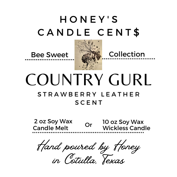 Country Gurl - Strawberry & Leather Scented Wickless Candle