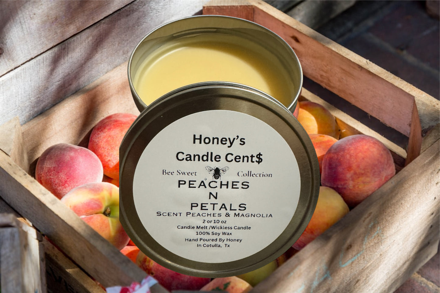 Peaches n Petals- Peaches & Magnolia Scented Wickless Candle