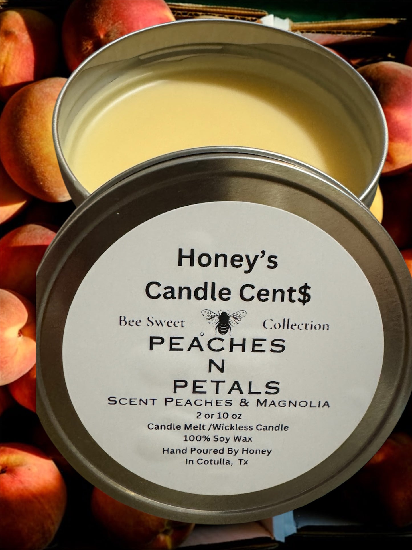 Peaches n Petals- Peaches & Magnolia Scented Wickless Candle