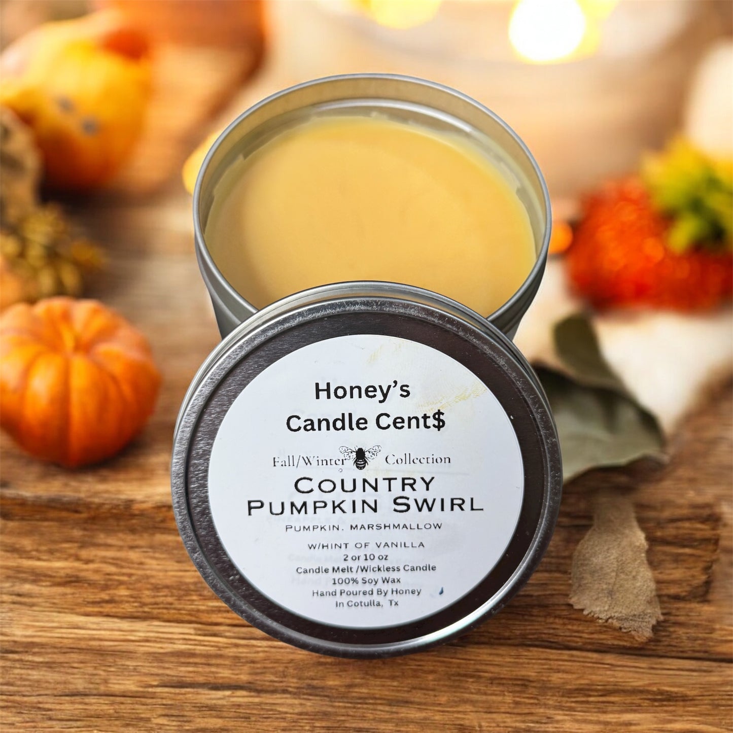$Fall Collection Country Pumpkin Swirl Wickless Candle
