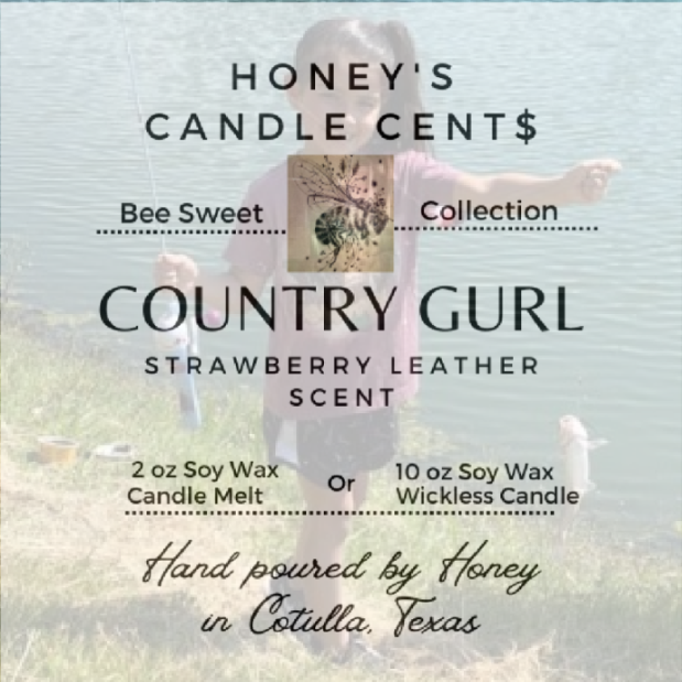 Country Gurl - Strawberry & Leather Scented Wickless Candle