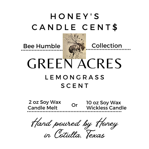 Green Acres - Sweet Lemongrass Scented Wickless Candle