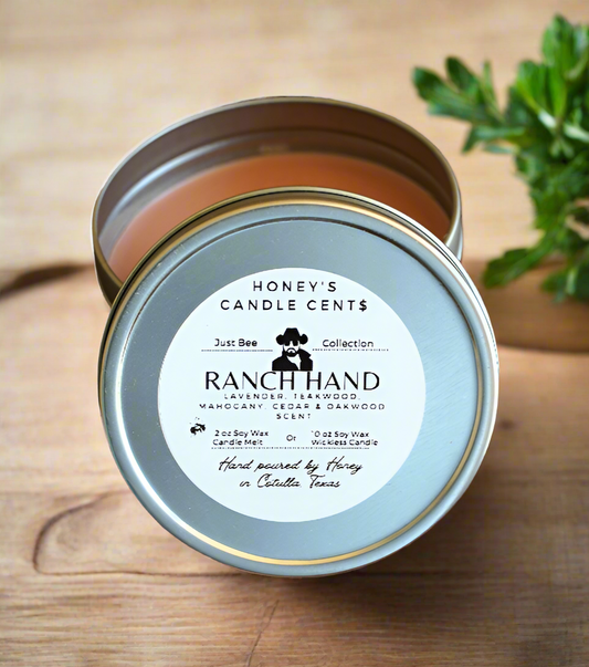 Ranch Hand - Teakwood, Mahogany, Cedarwood & Lavender Scented Wickless Candle