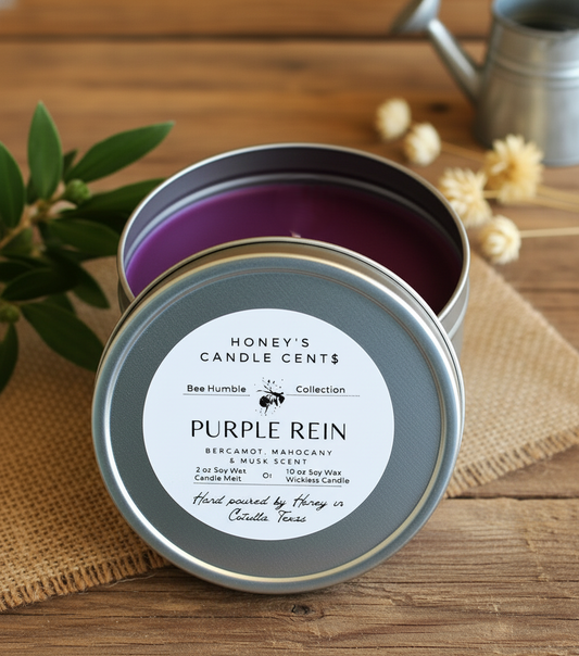 Purple Reins - Bergamot Mahogany & Musk Scented Wickless Candle