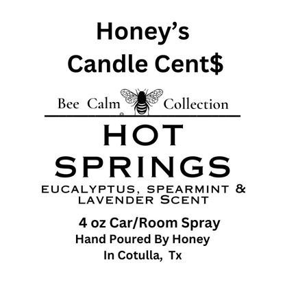-Car/Room Spray Hot Springs - Eucalyptus, Spearmint & Rain Water