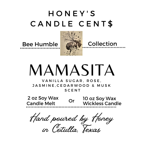 Mamasita - Vanilla, Rose, Jasmine Cedarwood & Vanilla Musk Scented Wickless Candle