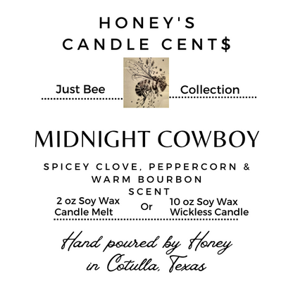 Midnight Cowboy - Spicy Clove Leaf & Peppercorn & Warm Bourbon Scented Wickless Candle