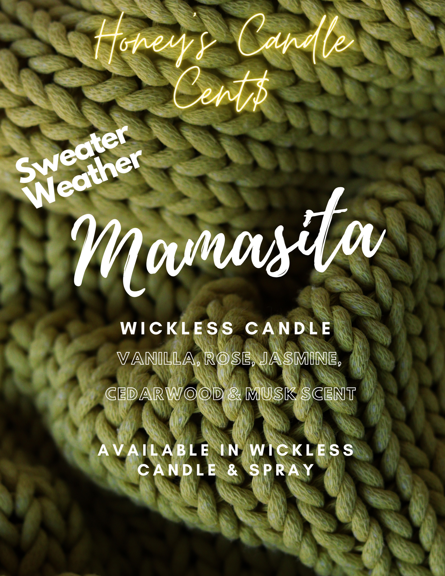 Mamasita - Vanilla, Rose, Jasmine Cedarwood & Vanilla Musk Scented Wickless Candle