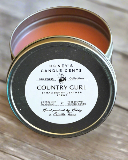 Country Gurl - Strawberry & Leather Scented Wickless Candle