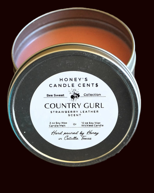 Country Gurl - Strawberry & Leather Scented Wickless Candle