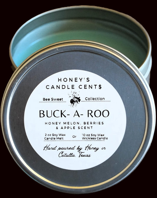 Buck A Roo - Honey Melon, Berries & Apple Scented Wickless Candle
