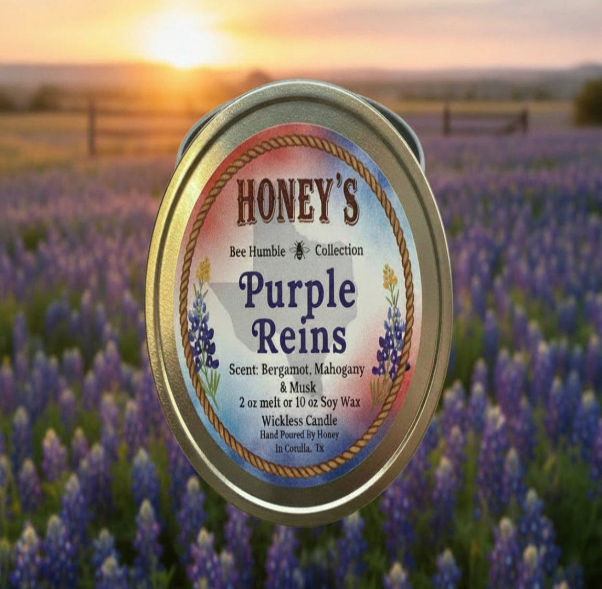 Purple Reins - Bergamot Mahogany & Musk Scented Wickless Candle
