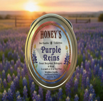 Purple Reins - Bergamot Mahogany & Musk Scented Wickless Candle