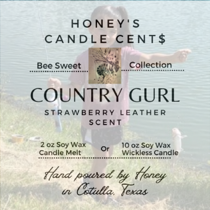 Country Gurl - Strawberry & Leather Scented Wickless Candle
